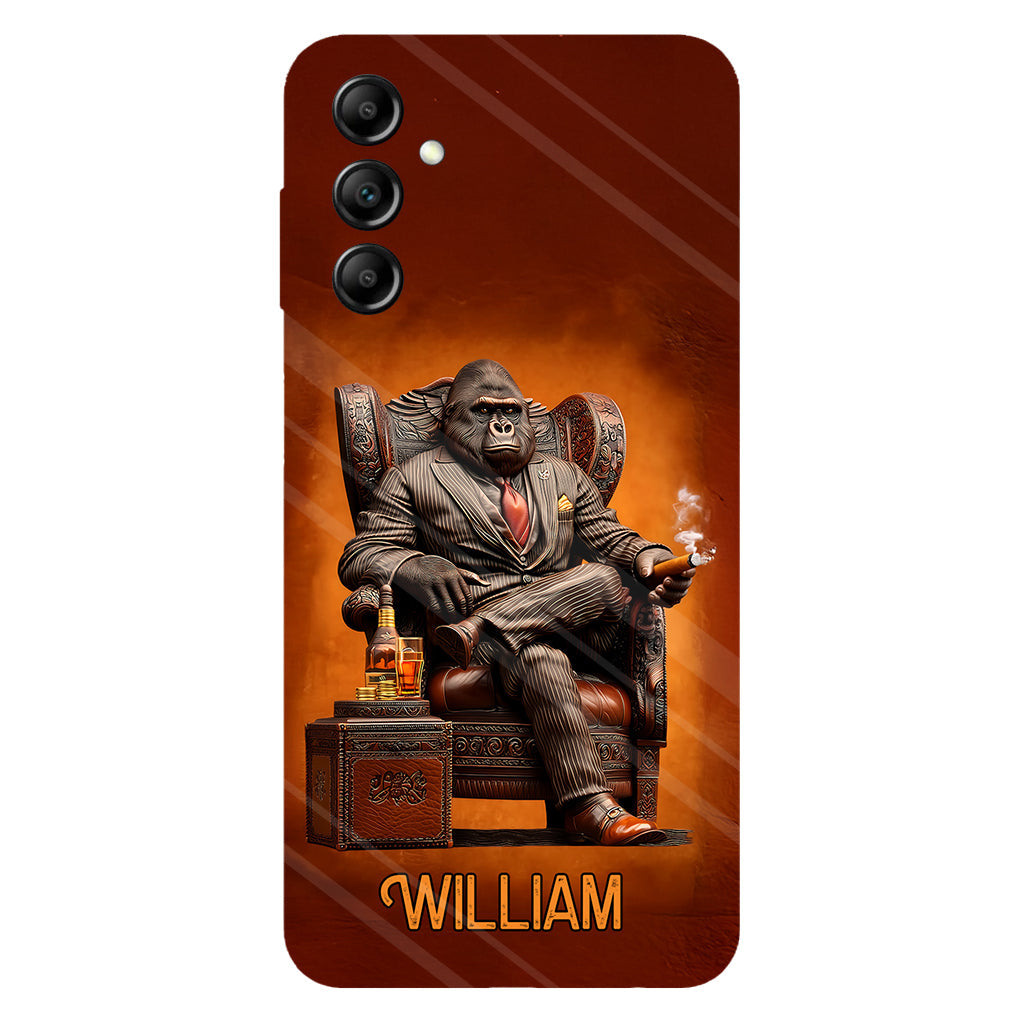 Whiskey & Cigar Gorilla - Coque de téléphone personnalisée avec impression intégrale sur le thème du whisky