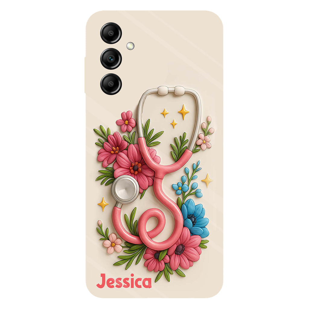 Floral Stethoscope - Personalized Nurse Full Print Phone Case