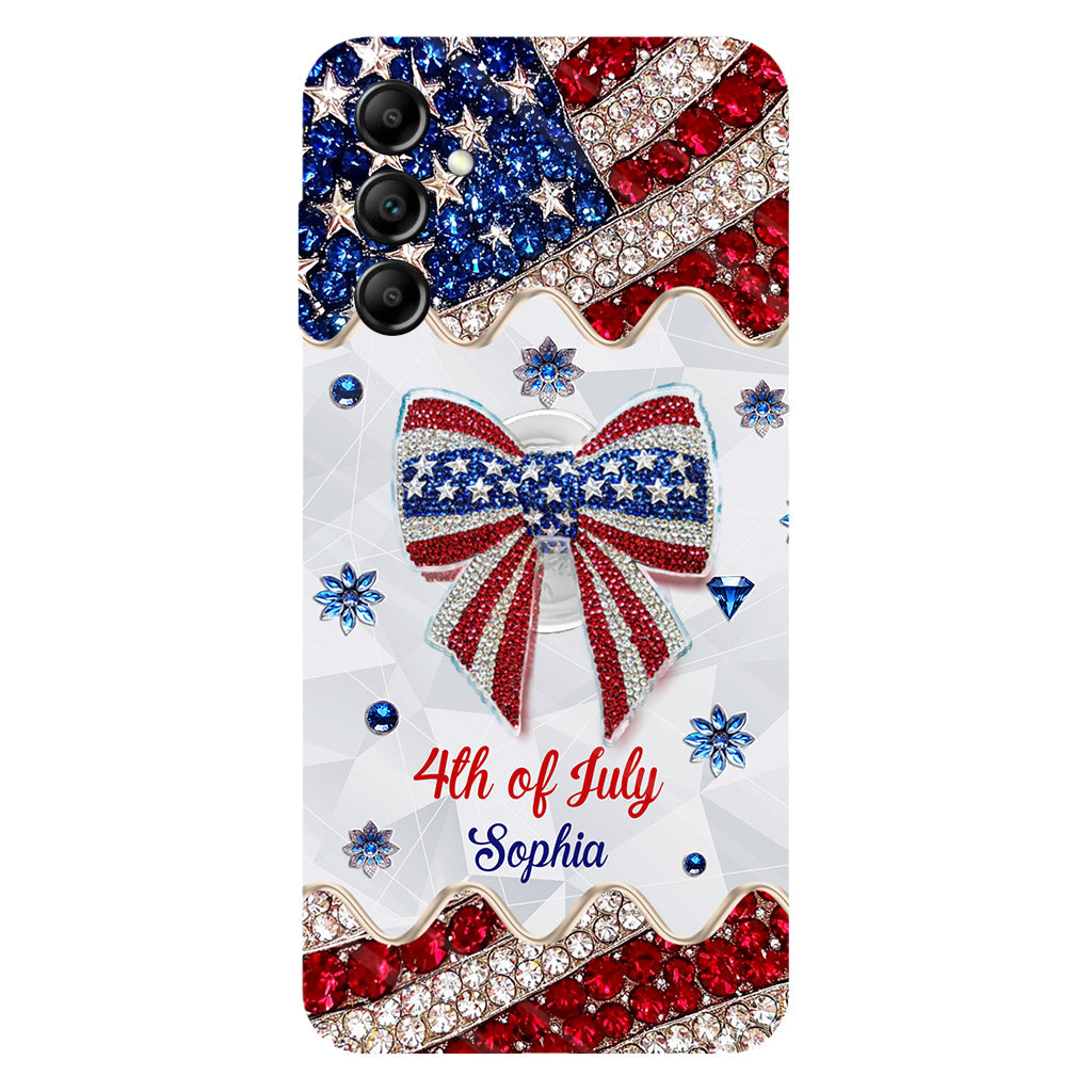 Fête de l'Indépendance - Coque de téléphone et support personnalisés avec impression intégrale pour la fête nationale américaine (4 juillet).