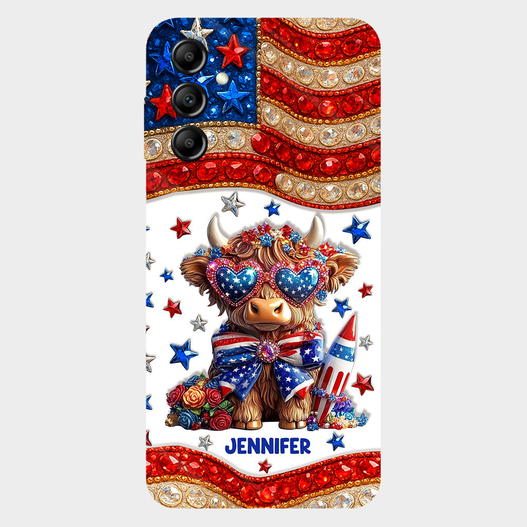 July 4th America - Personalized Highland Cow Full Print Phone Case