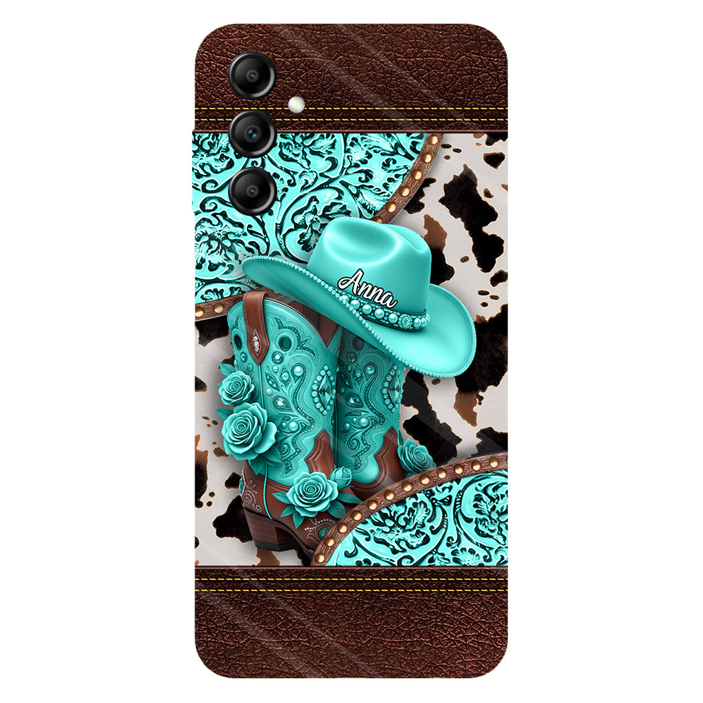 Western-Cowgirl-Stiefel – Personalisierte Handyhülle mit Cowgirl-Vollprint