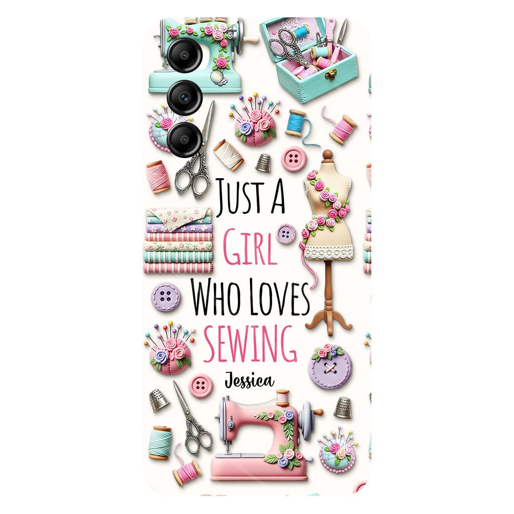Coque de téléphone personnalisée « Juste une fille qui aime coudre » avec impression intégrale