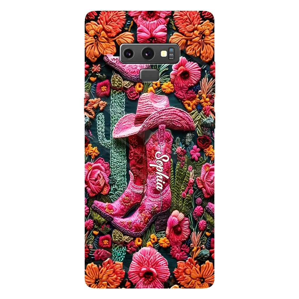 Coque de téléphone personnalisée « Cowgirl rose » avec imprimé intégral