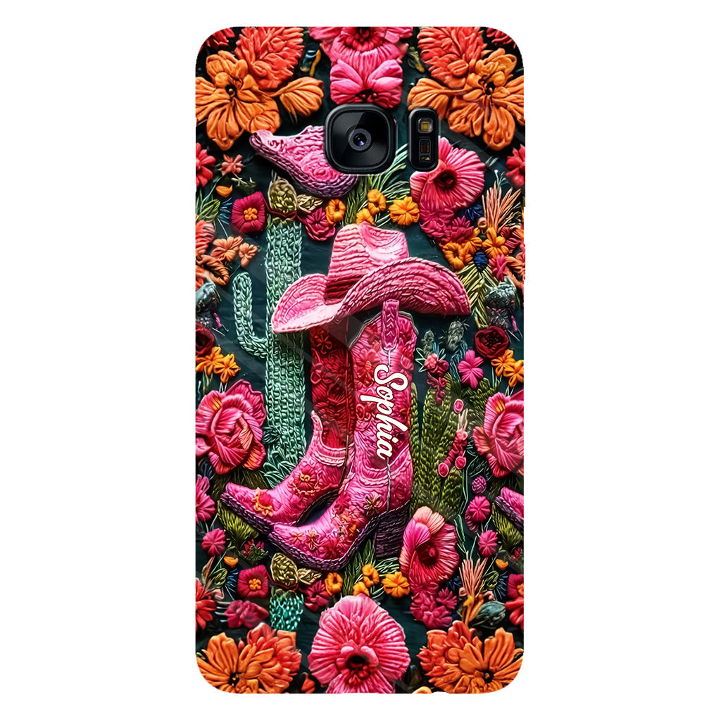 Coque de téléphone personnalisée « Cowgirl rose » avec imprimé intégral