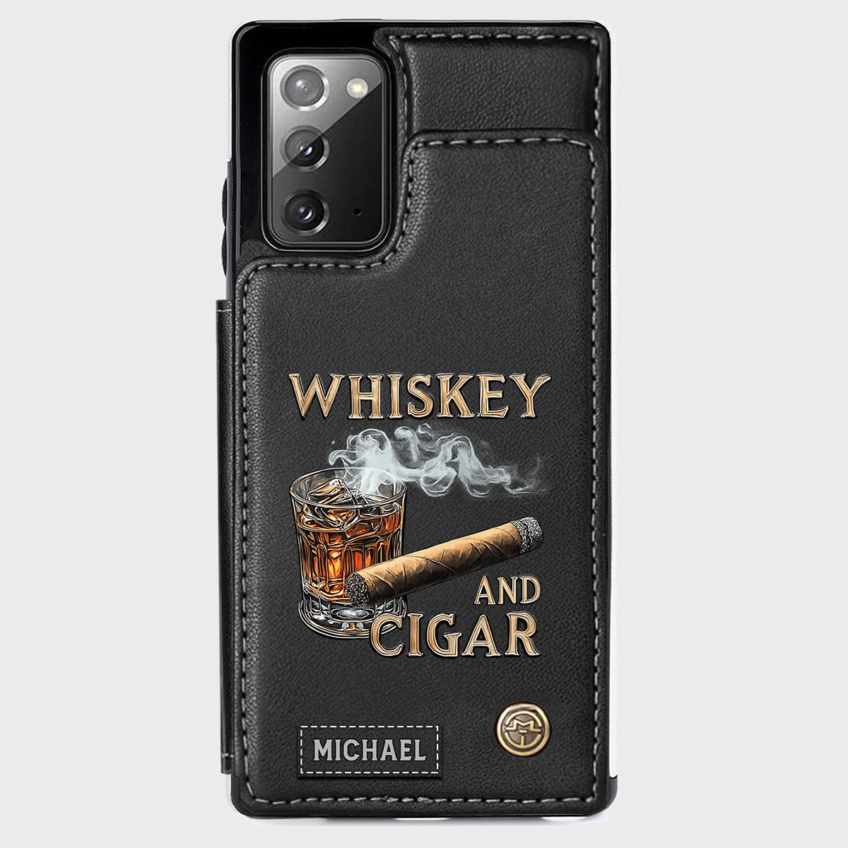 Whiskey And Cigar - Personalized Whisky Wallet Phone Case