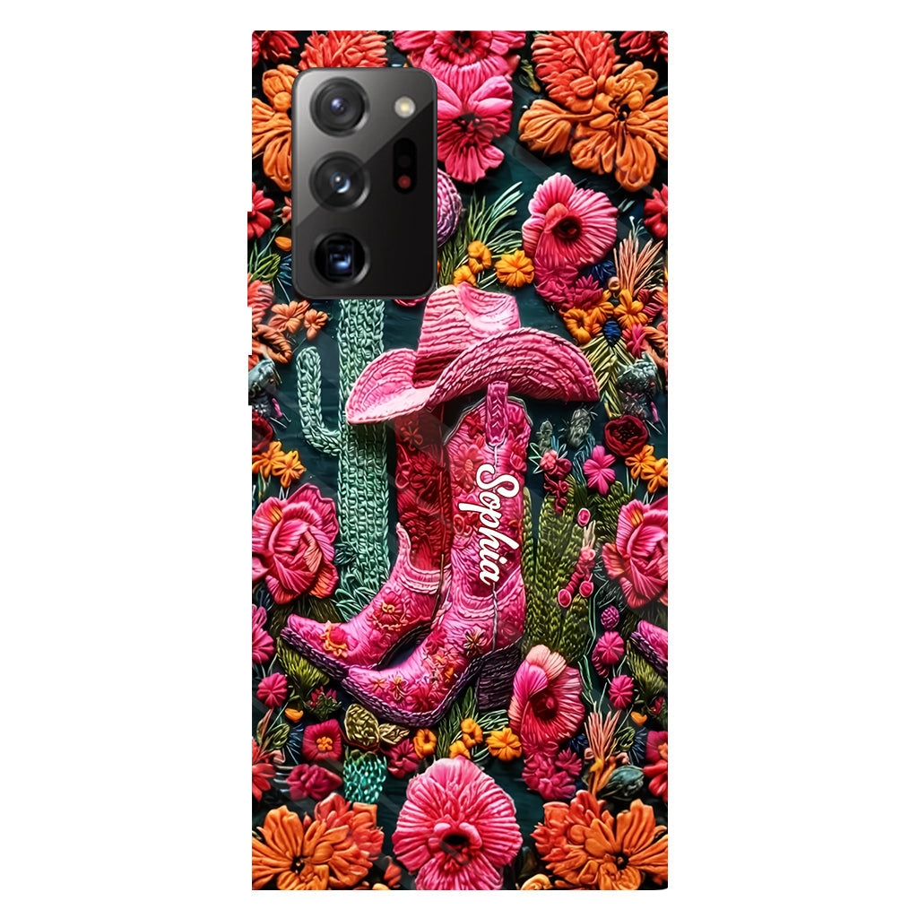 Coque de téléphone personnalisée « Cowgirl rose » avec imprimé intégral