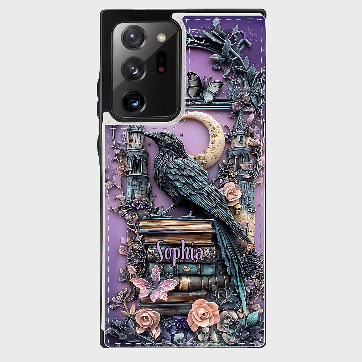 Étui portefeuille pliable personnalisé Dark Academia Book Reader - Étui de téléphone avec livre intégré