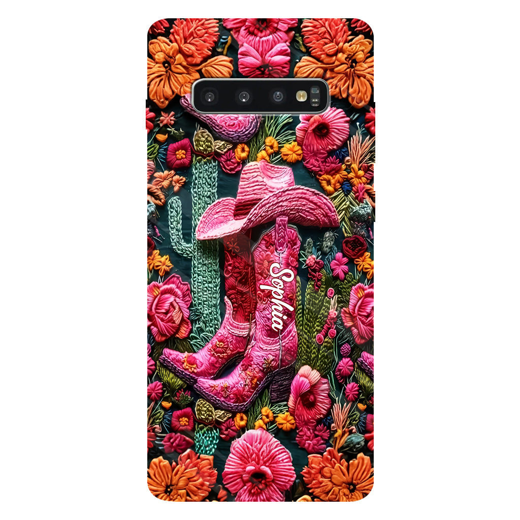Coque de téléphone personnalisée « Cowgirl rose » avec imprimé intégral