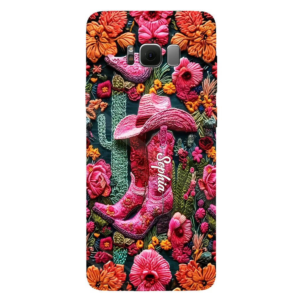 Coque de téléphone personnalisée « Cowgirl rose » avec imprimé intégral