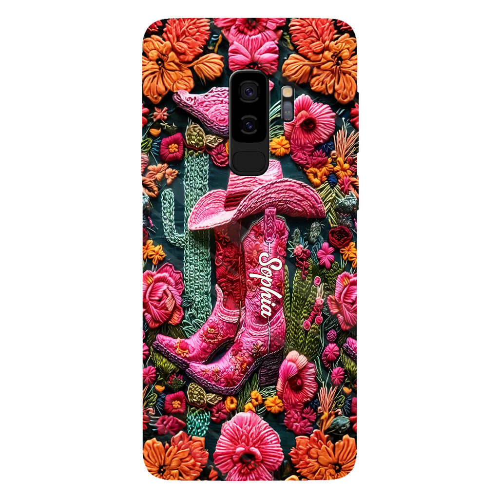 Coque de téléphone personnalisée « Cowgirl rose » avec imprimé intégral