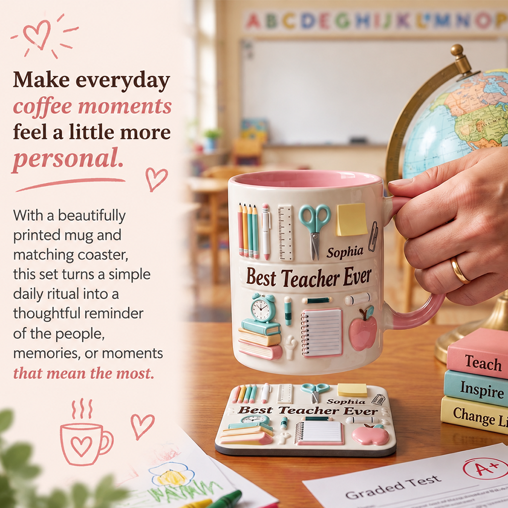 Meilleur professeur du monde - Mug et sous-verre personnalisés « Meilleur professeur »
