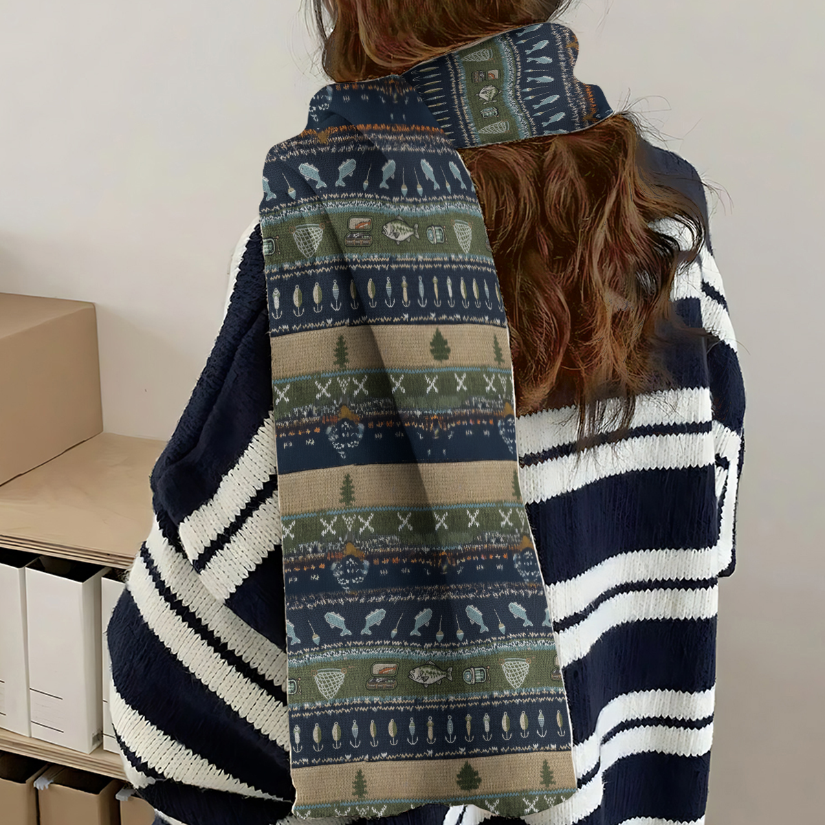 Hooked on Fishing - Personalized Fishing Knitted Scarf