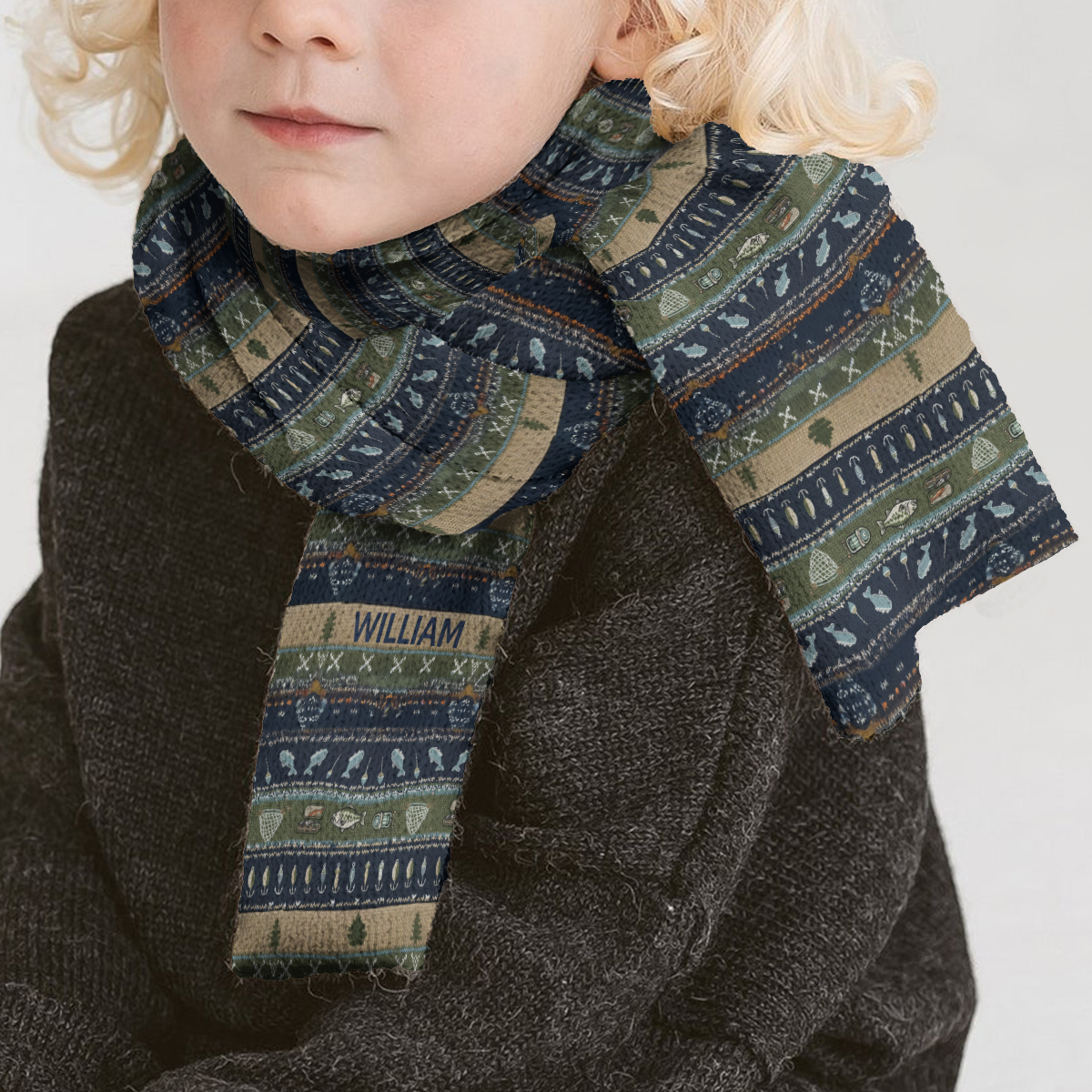 Hooked on Fishing - Personalized Fishing Knitted Scarf