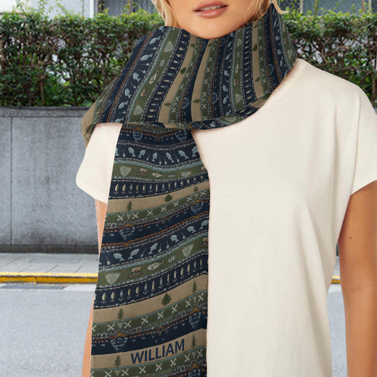 Hooked on Fishing - Personalized Fishing Knitted Scarf