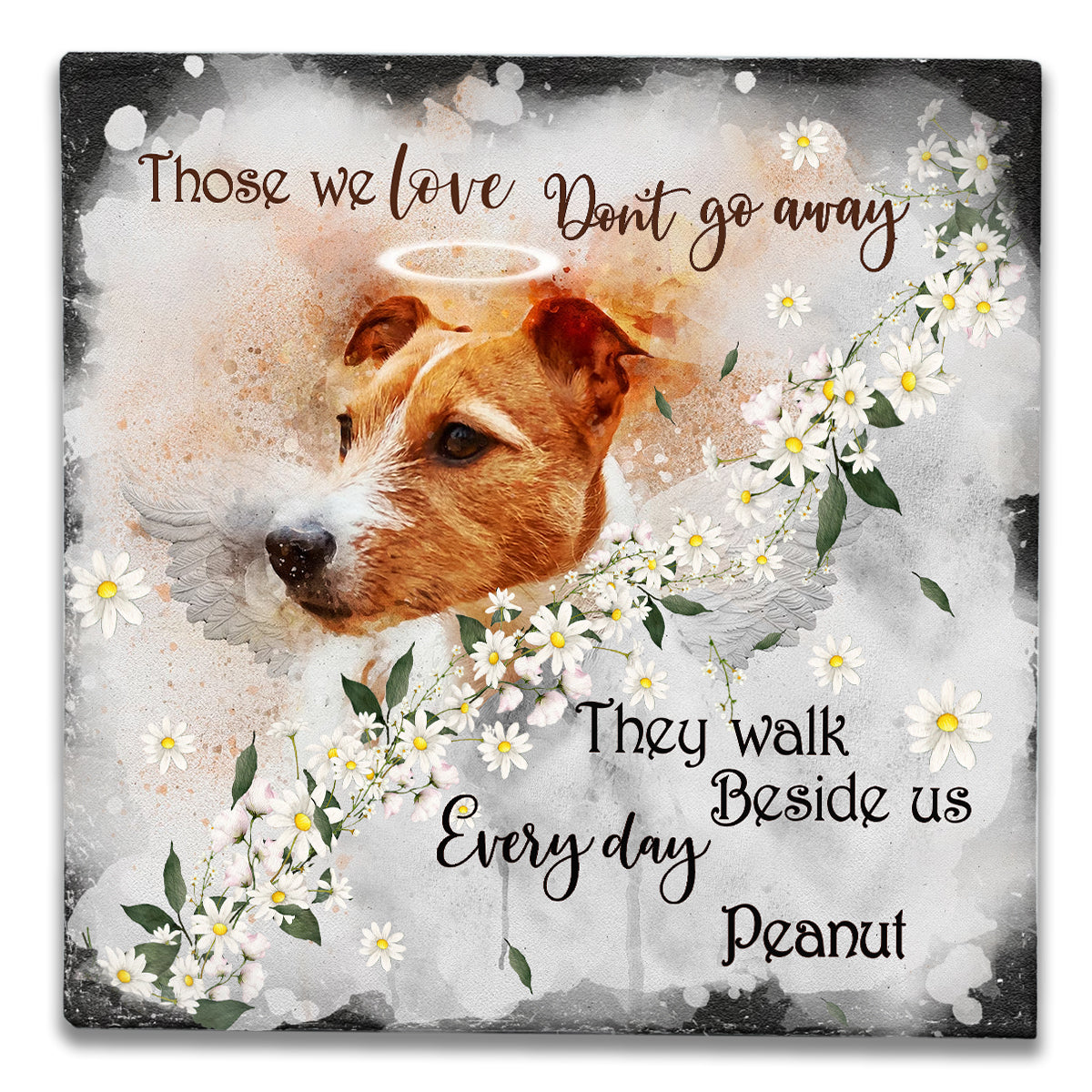 Those We Love Don't Go Away - Personalized Dog Square Shaped Stone