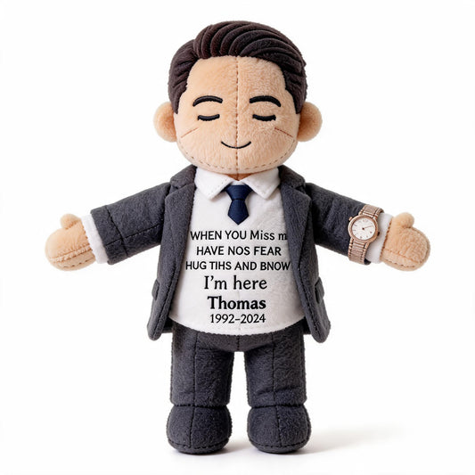 Custom Memorial Men Plush Doll - Personalized Husband Dad Memorial Bear, Comforting Grief Keepsake Gift