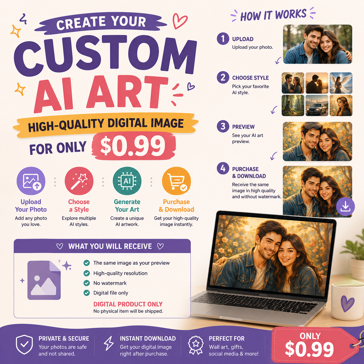 Create Your Custom AI Art – High-Quality Digital Image for $0.99