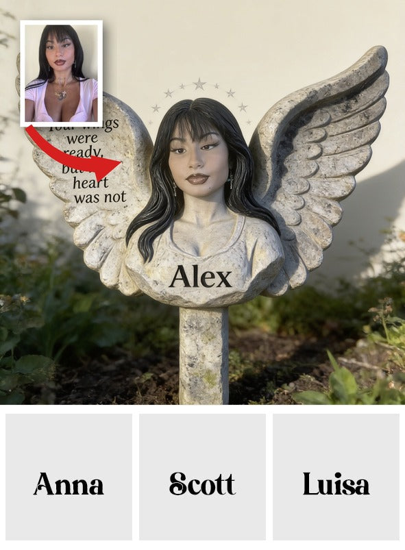 Personalized Black Girl Memorial Angel Garden Plaque 'Your Wings Were Ready' Bereavement Remembrance Gift