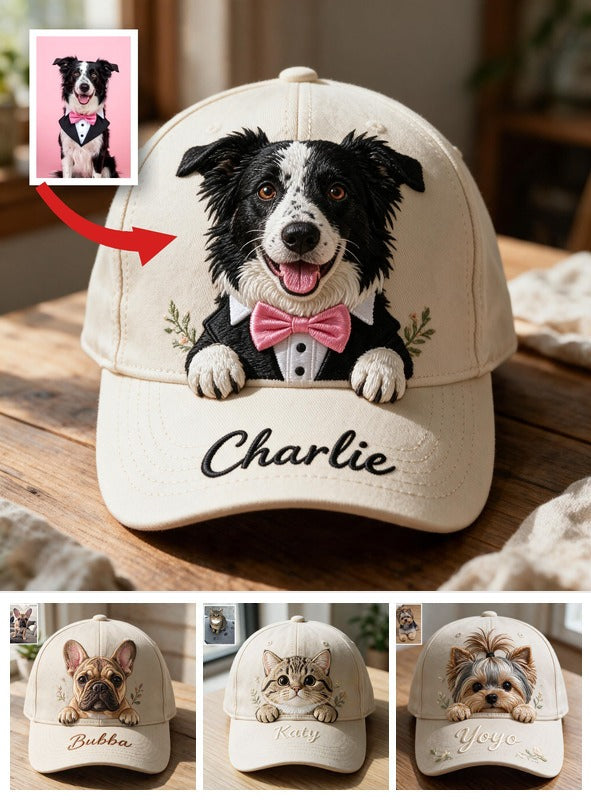 Casquette Classique Bordée Personnalisée pour Border Collie, Cadeau Nom d'Animal de Compagnie pour Amateurs de Chiens