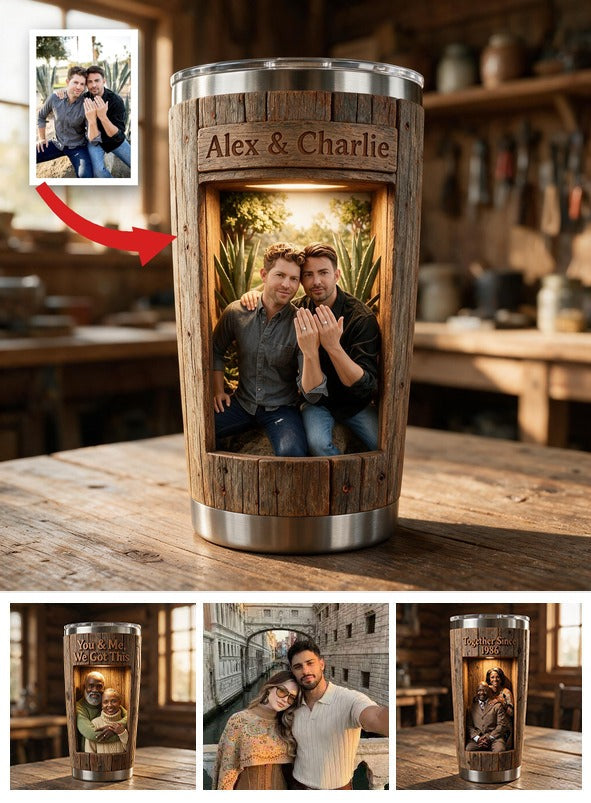 Tasse Personnalisée LGBT Couple Latin 'Toi & Moi On Gère' Cadeau de Mariage Rustique