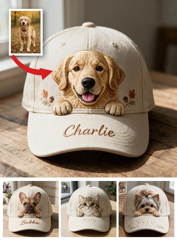 Personalized Peeking Golden Retriever Classic Cap, Custom Pet Hat Gift for Golden Retriever Owners and Dog Lovers