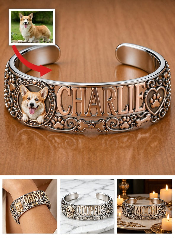 Bracelet de poignet Corgi Gallois Personnalisé - Bijoux Nom Personnalisé pour Amoureux des Corgis et Propriétaires de Chiens