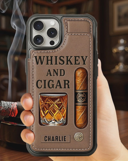 Whiskey & Cigar - Personalized Whisky Wallet Phone Case