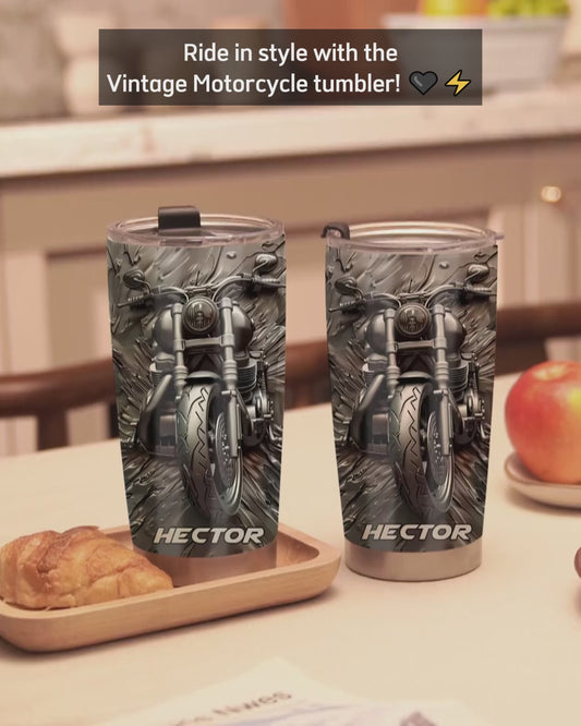 Vintage Motorcycle - Personalized Biker Tumbler