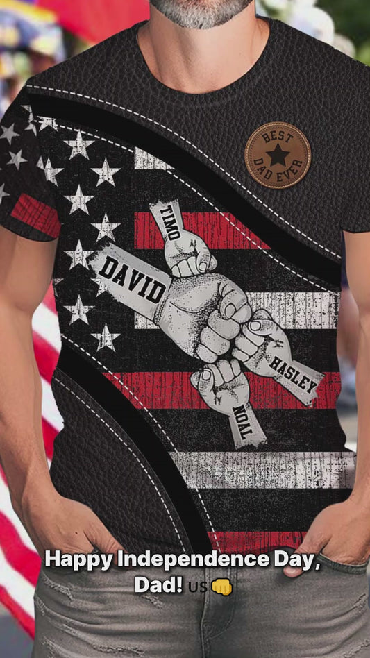 Fist Bump Dad And Children - Personalized Father All Over Shirt