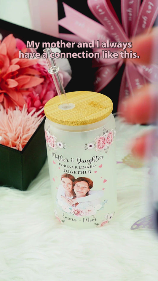 Mother & Daughter Forever Linked Together - Personalized Mother Can Glass