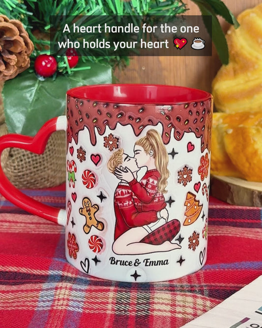All I Want For Christmas Is You - Personalized Couple Heart Handle Mug