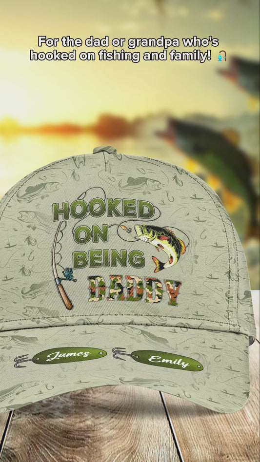 Hooked On Being Dad/ Grandpa... - Personalized Fishing Classic Cap