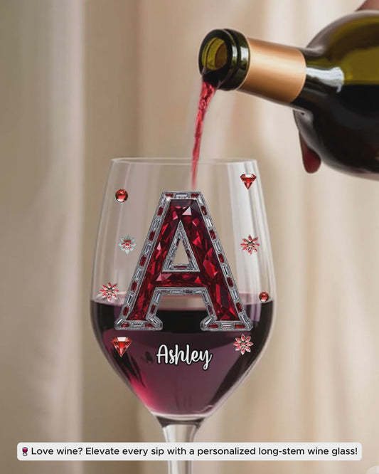Love Wine - Personalized Wine Wine Glass With Long Stem