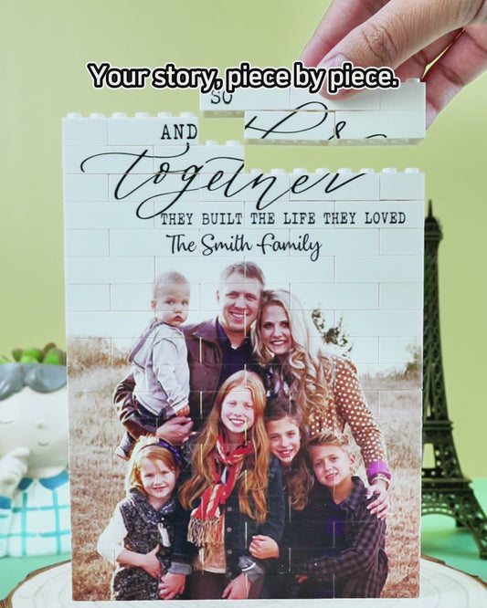 And So Together They Built The Life They Loved - Personalized Family One-sided Vertical Rectangle Building Brick Blocks