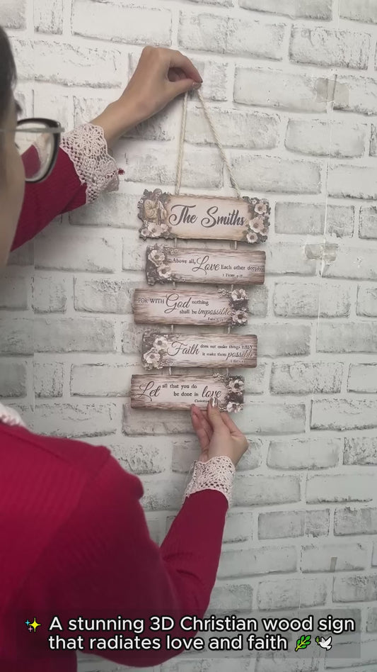 Let All That You Do Be Done In Love - Personalized Christian Hanging Wood Sign Set