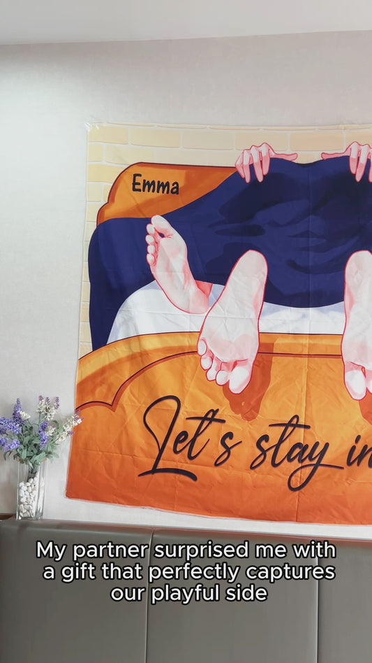 Let's Stay In Bed - Personalized Couple Wall Tapestry