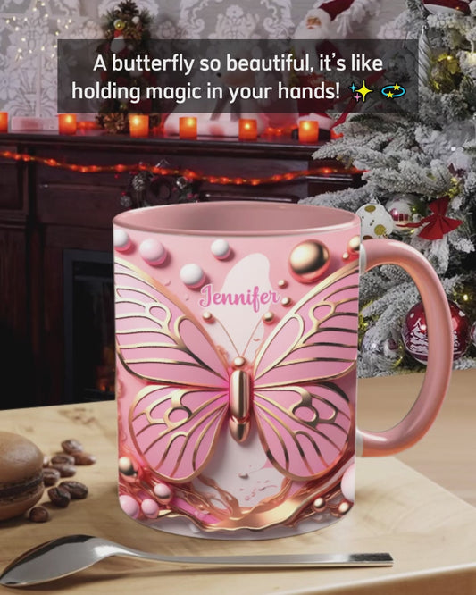 Love Butterfly - Personalized Butterfly Accent Mug