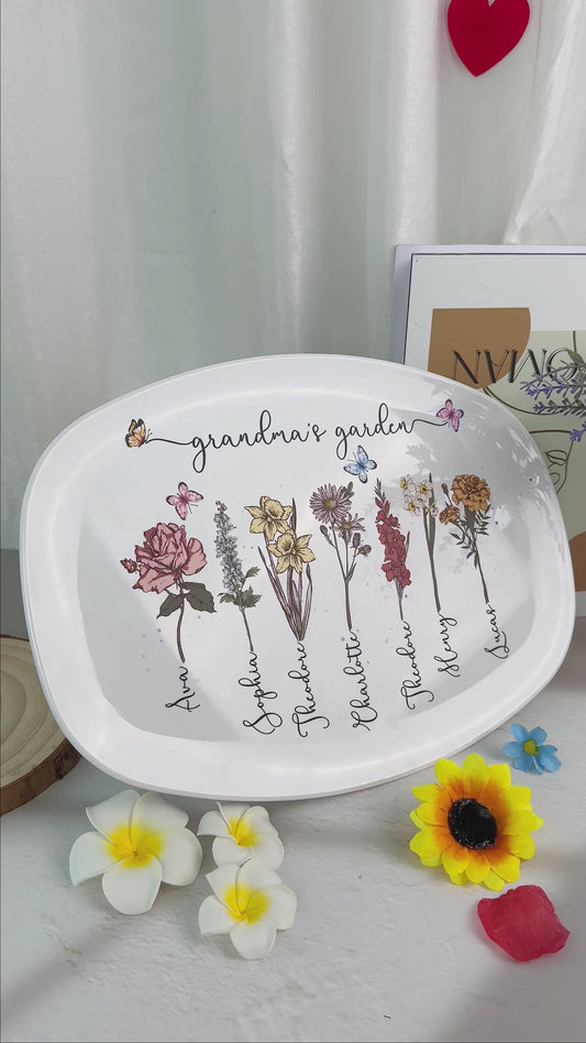 Grandma's Garden Mom's Garden Birth Flowers - Personalized Grandma Plate