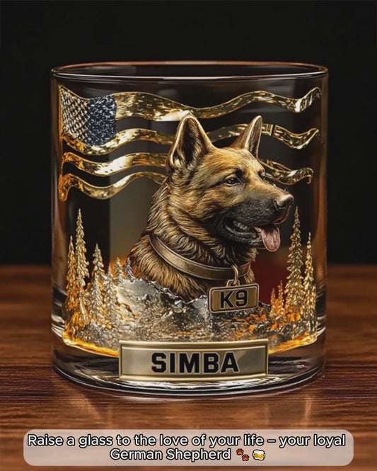 Love My Dog - Personalized German Shepherd Dog Whiskey Glass