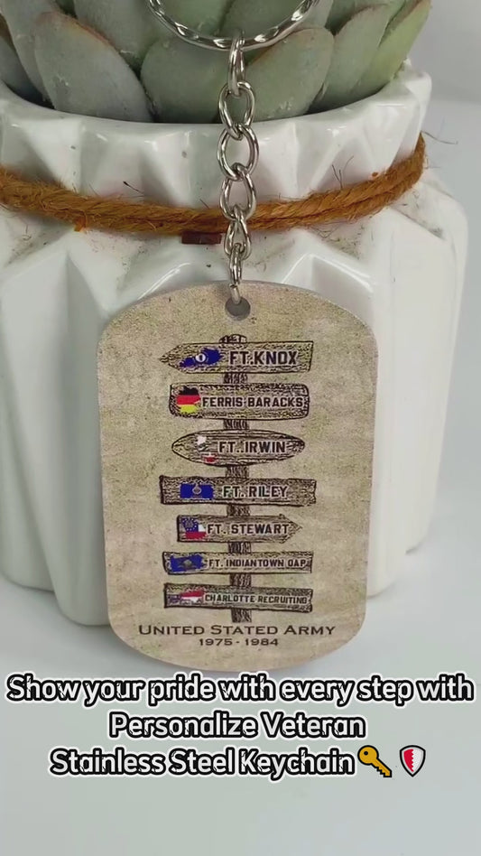 US Military World Tour - Personalized Veteran Stainless Steel Keychain
