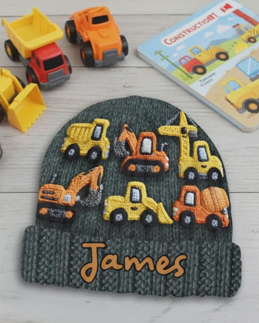 Construction Machines - Personalized Kid Beanie Hat