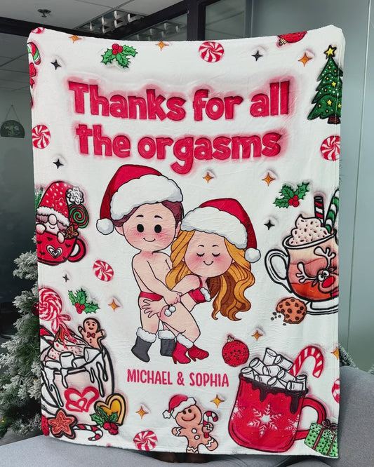 Thanks For All The Orgasms - Personalized Couple Blanket