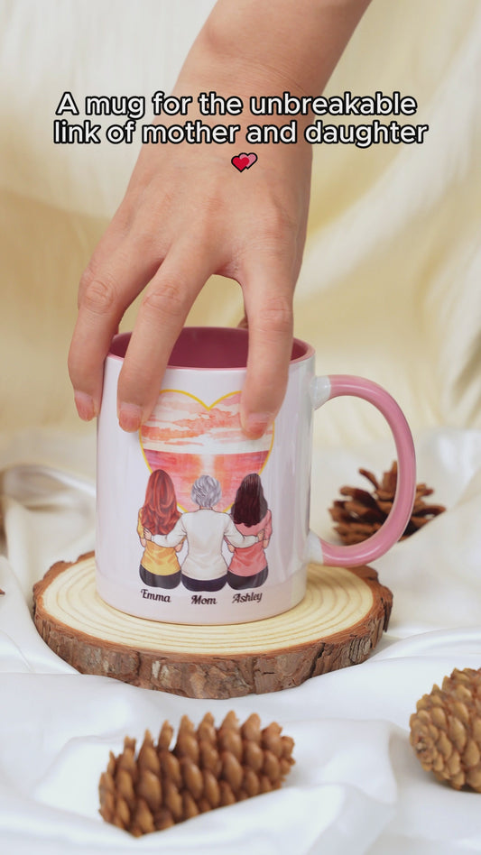 Mother & Daughters Forever Linked Together - Personalized Mother Accent Mug