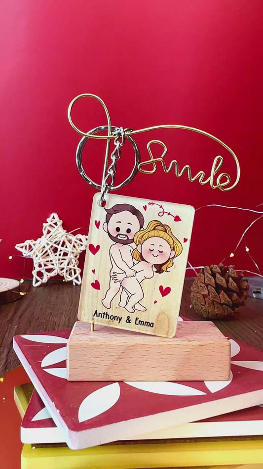 I Love You - Personalized Couple Keychain (Printed On Both Sides)