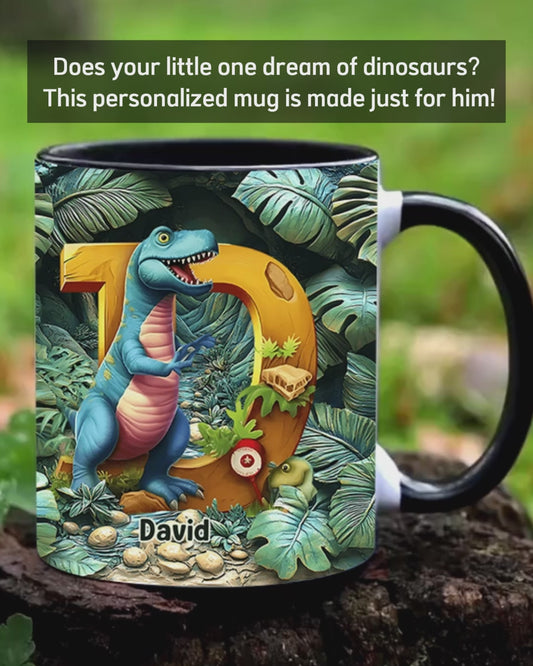 Dinosaur Letter - Personalized Kid Accent Mug