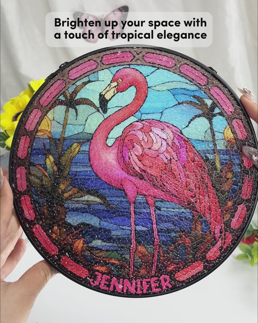 J'adore les flamants roses - Ornement attrape-soleil personnalisé à suspendre à la fenêtre, motif flamant rose 