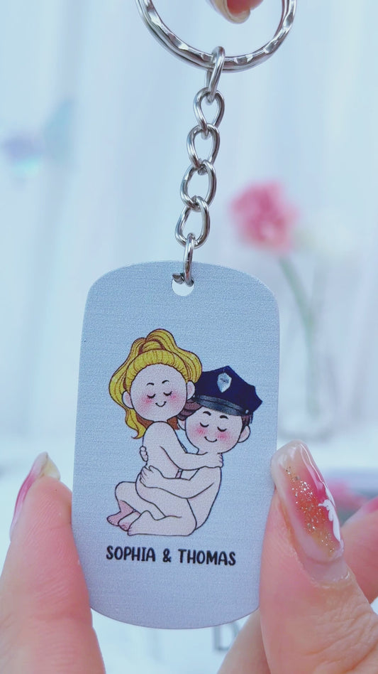 I Do Love The Police - Personalized Couple Stainless Steel Keychain