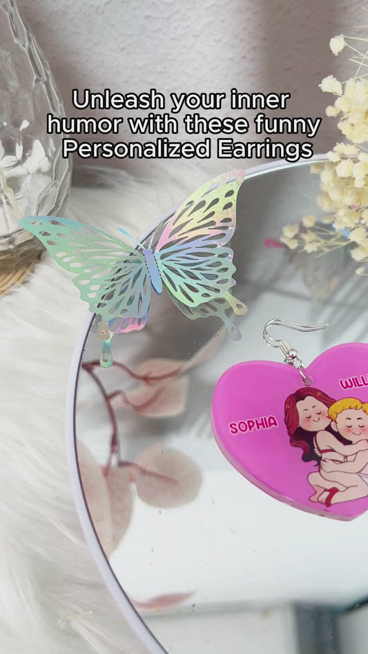 Conversation Hearts Candy Hearts - Personalized Couple Earrings
