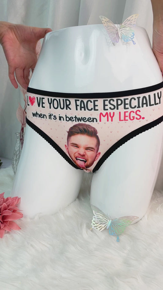 I Love Your Face Especially - Personalized Couple Lace Border Women Briefs