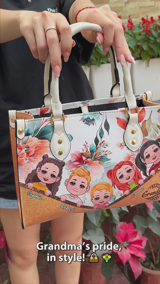 Best Grandma Mom Ever Any Title - Personalized Grandma Leather Handbag